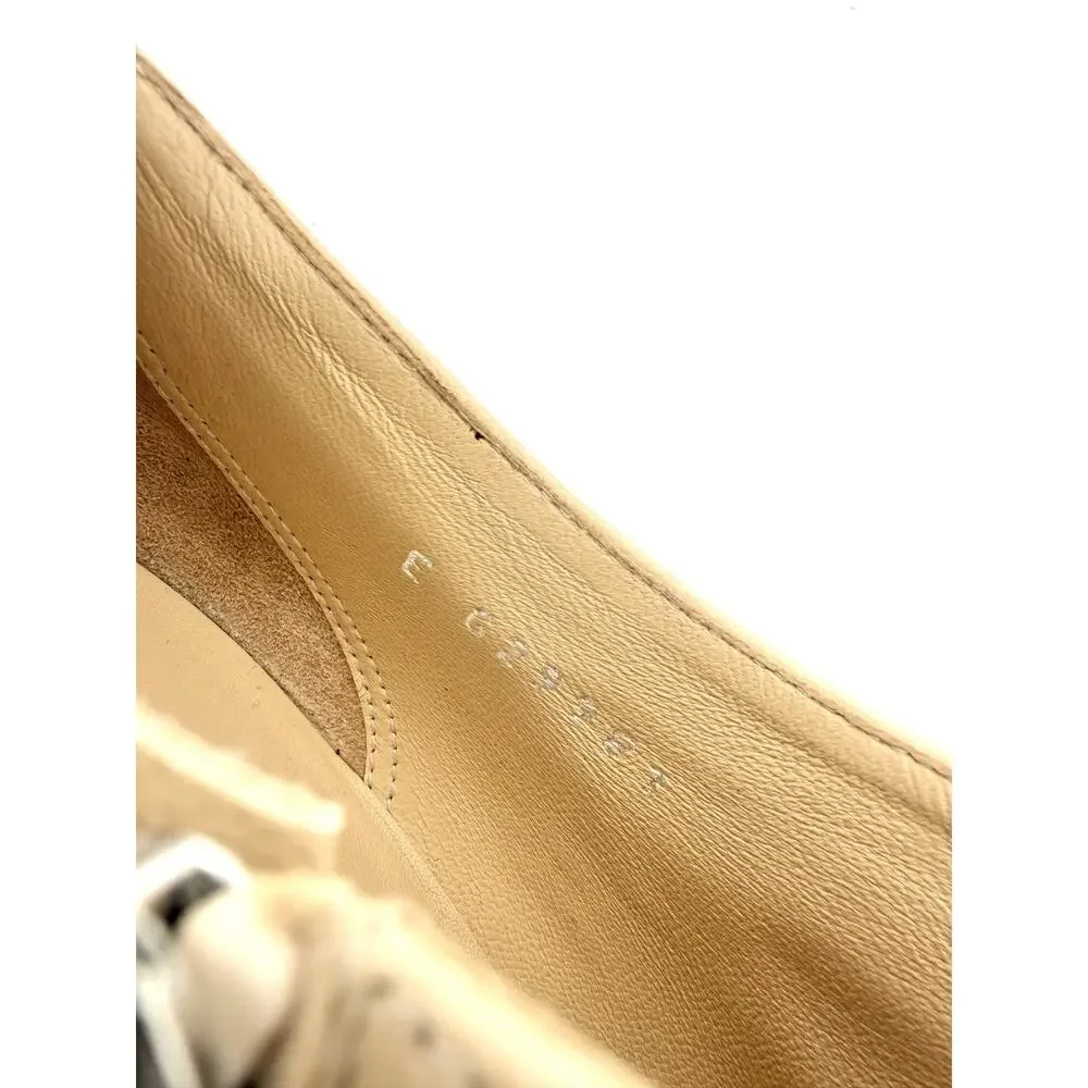 Chanel Peep Toe Bootie EU 39 US 9 Beige Nude Leather with Faux Pearl Embellish